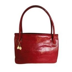 Darby Scott Blair Exotic Red Lizard Leather Shoulder Bag Authenticated